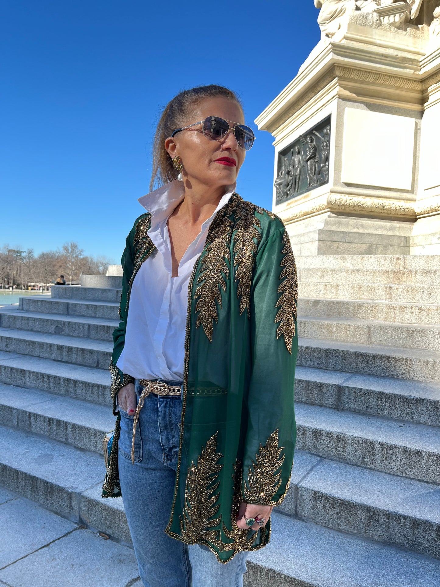 Chaqueta joya oro/verde botella