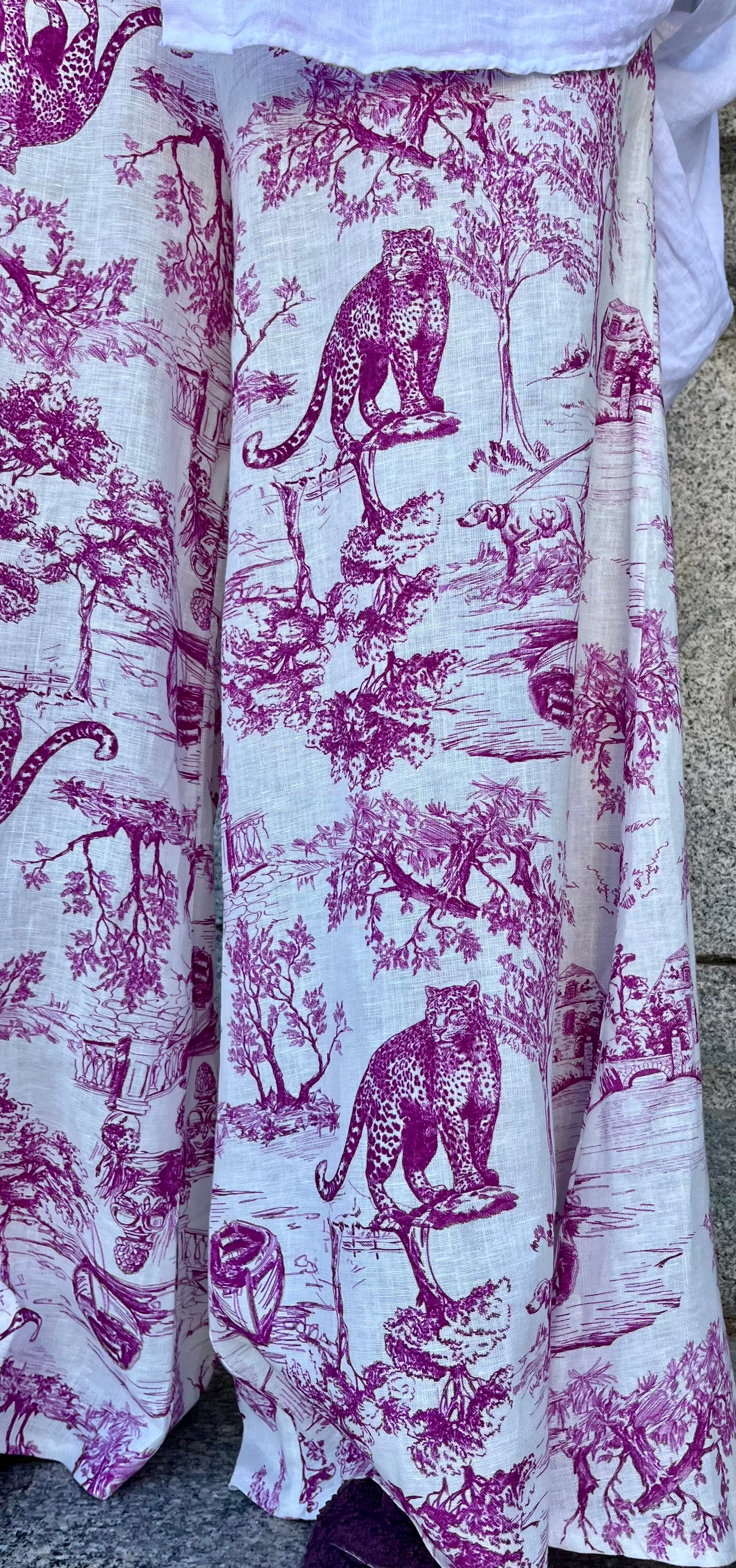 Pantalón estampado lino Toile de Jouy
