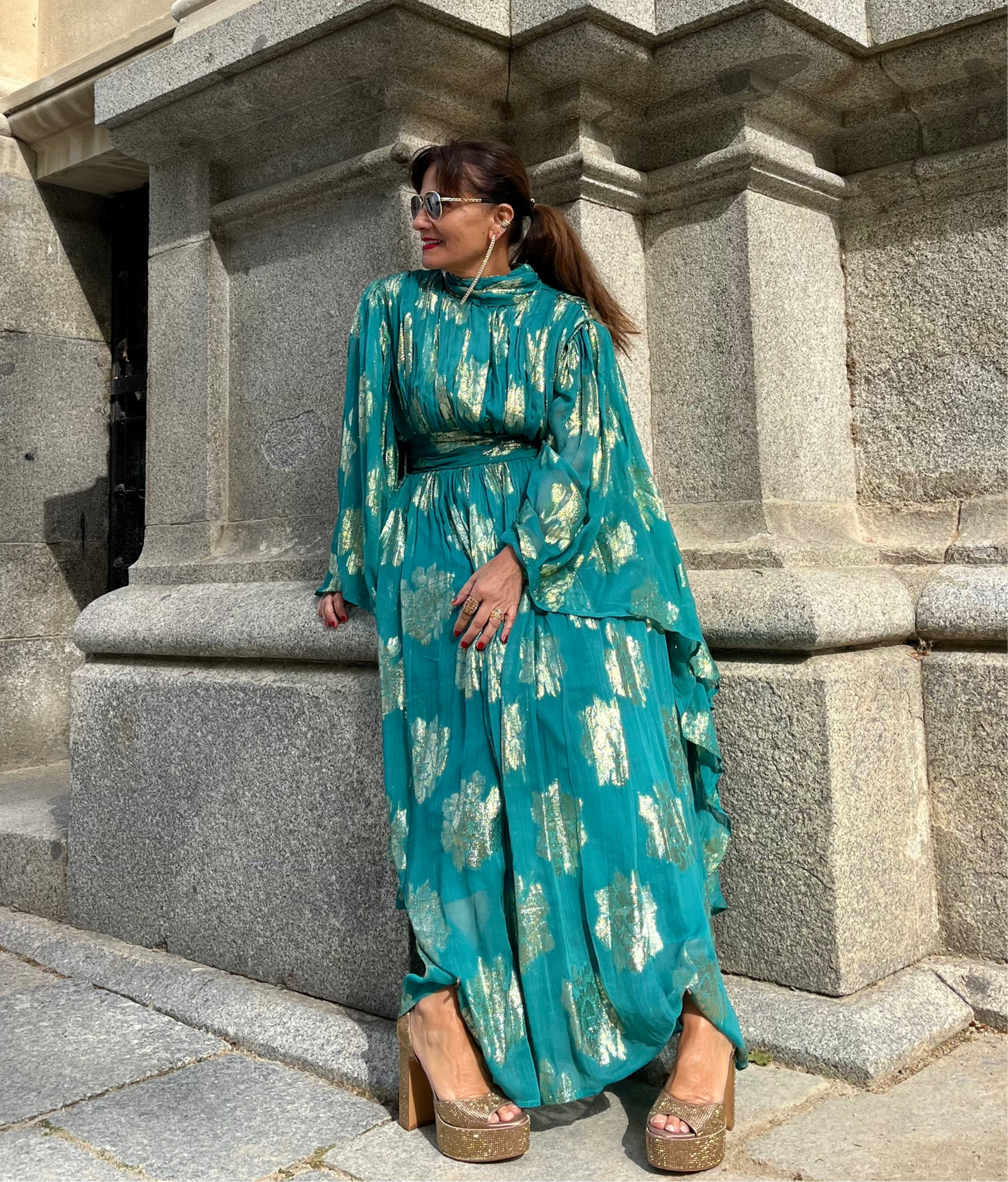Vestido Maxi Esmeralda Oro