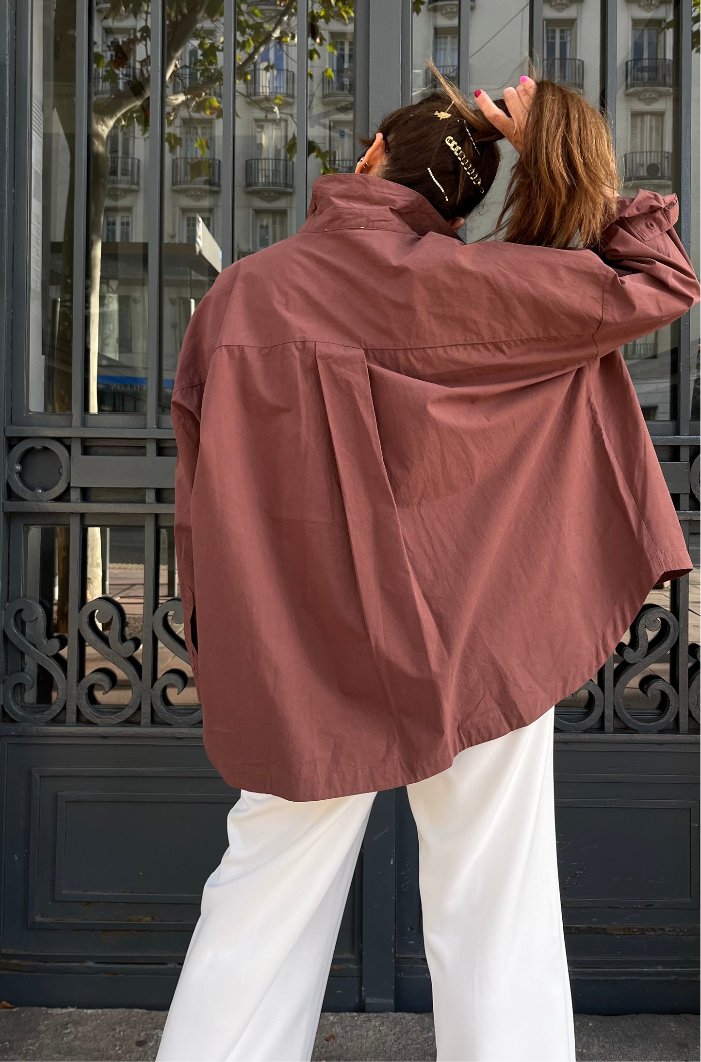 Maxi camisa Marrón / Blanca