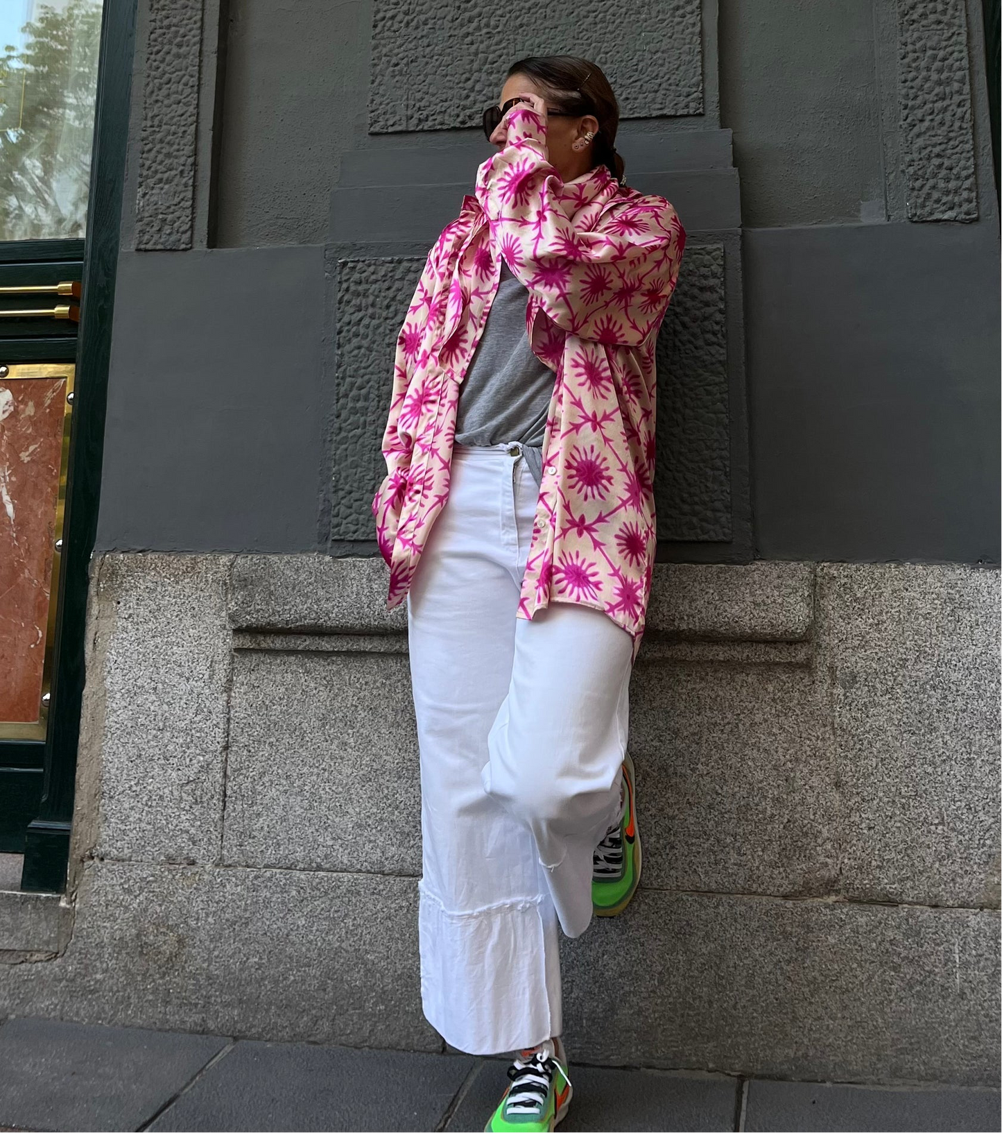 Camisa satén fucsia
