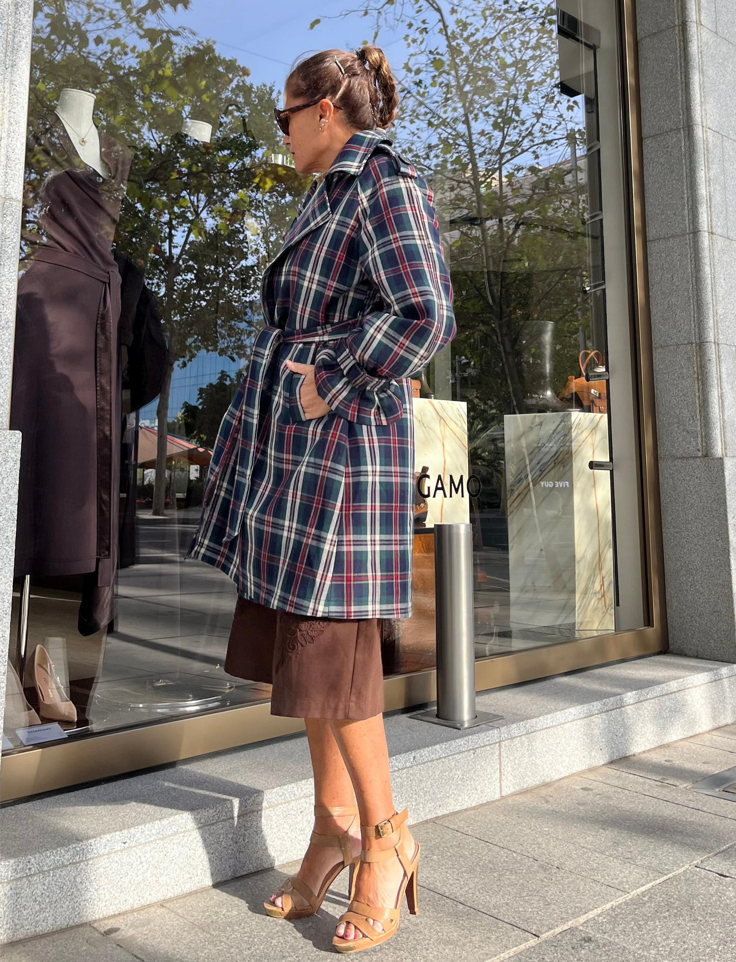 Gabardina estampado Tartán Verde azul