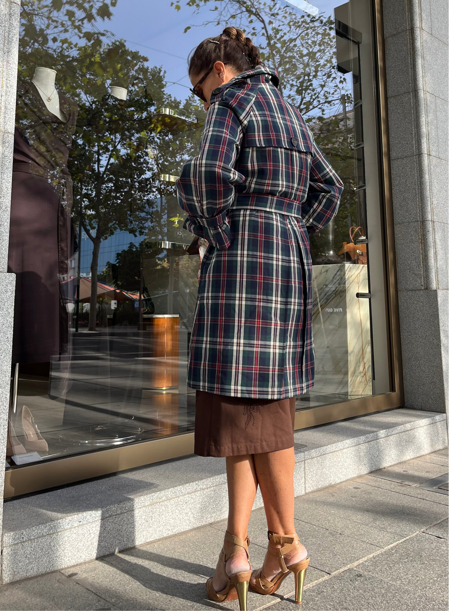 Gabardina estampado Tartán Verde azul