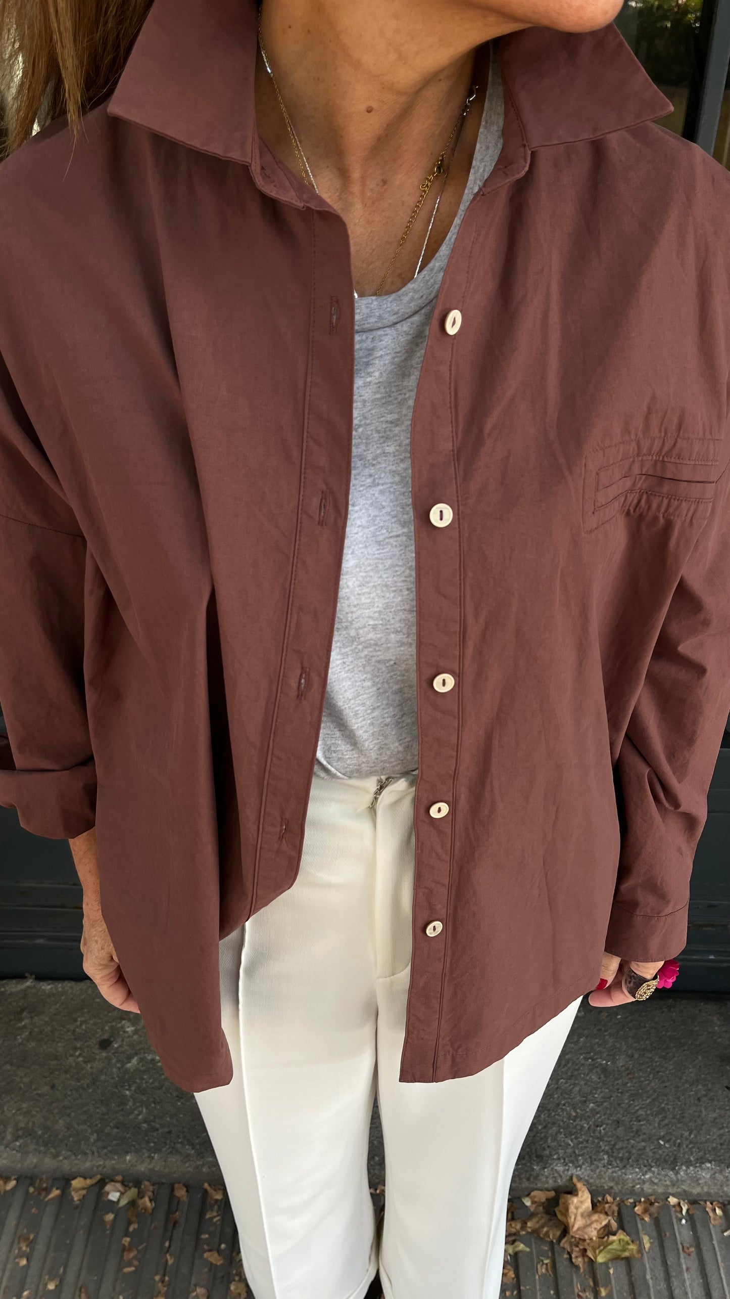 Maxi camisa Marrón / Blanca