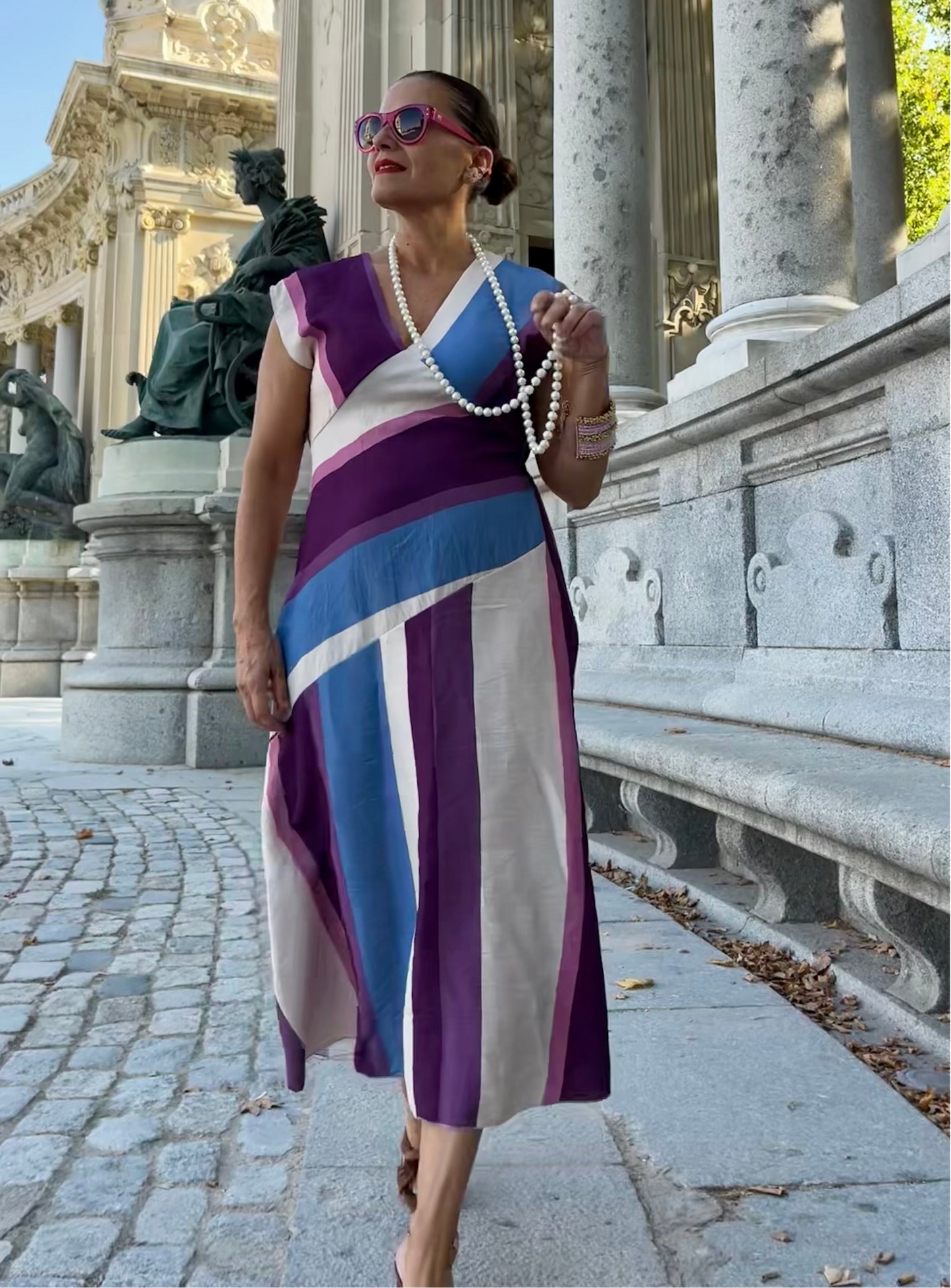 Vestido midi rayas multicolor