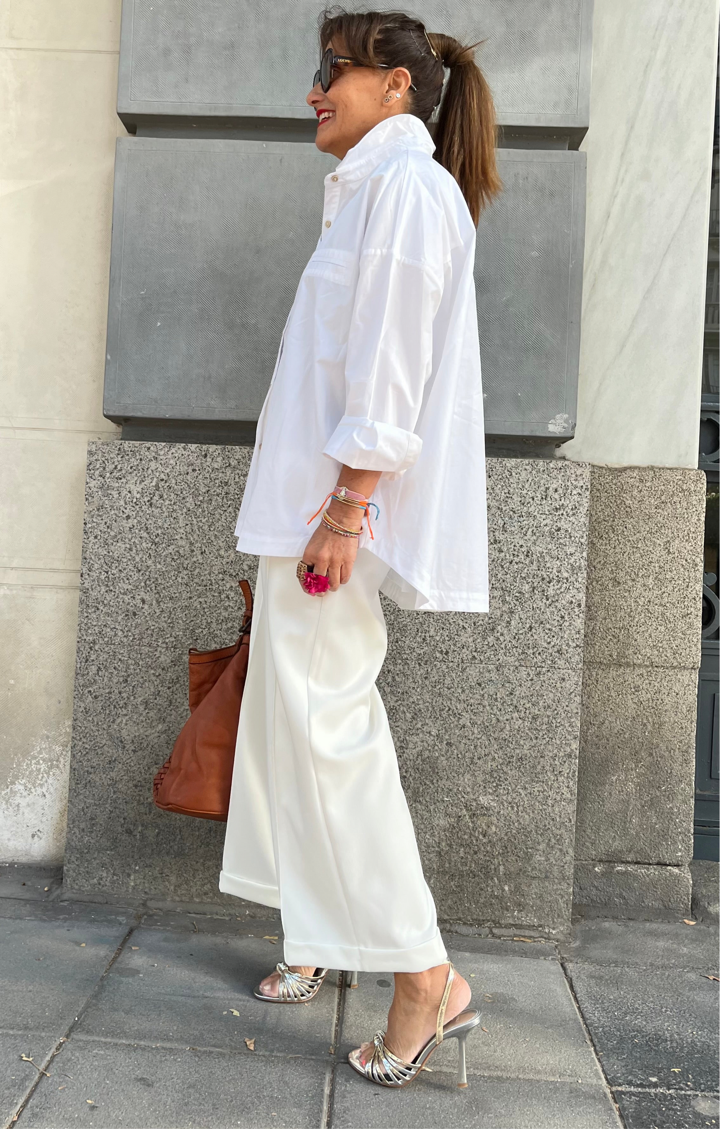 Maxi camisa Marrón / Blanca