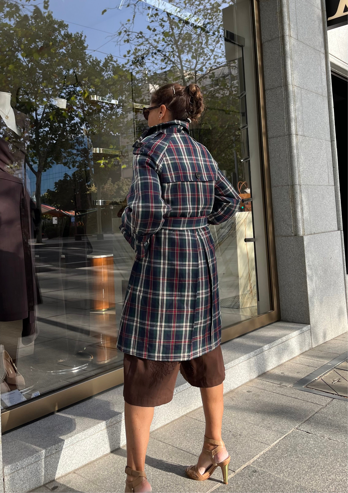 Gabardina estampado Tartán Verde azul