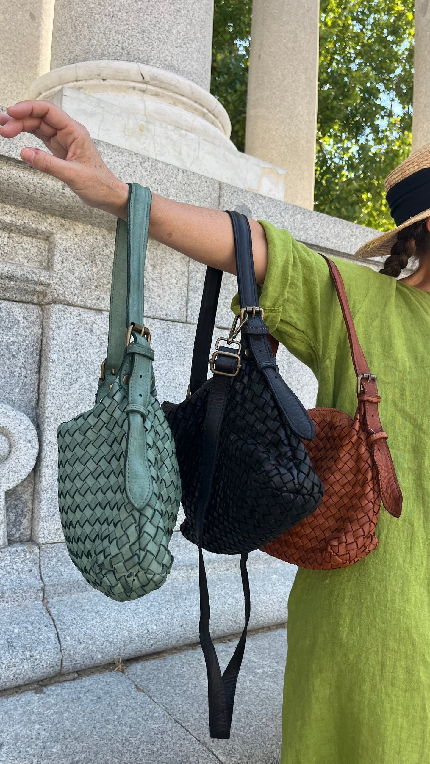 Bolso trenzado verde Salvia