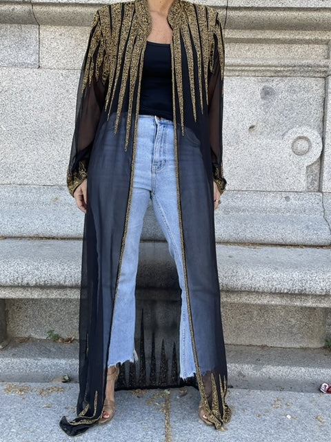 Chaqueta larga joya negro/oro