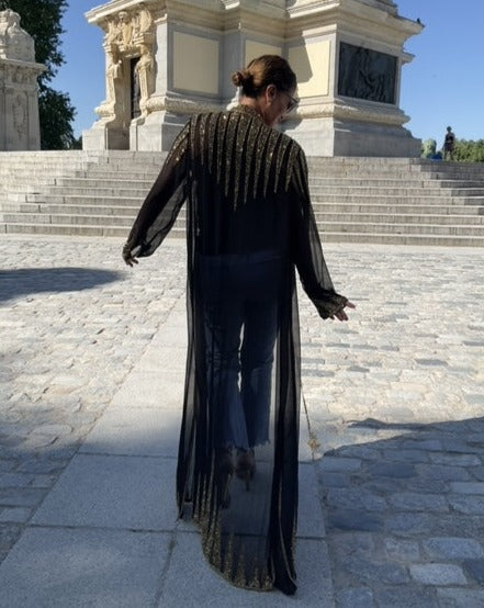 Chaqueta larga joya negro/oro
