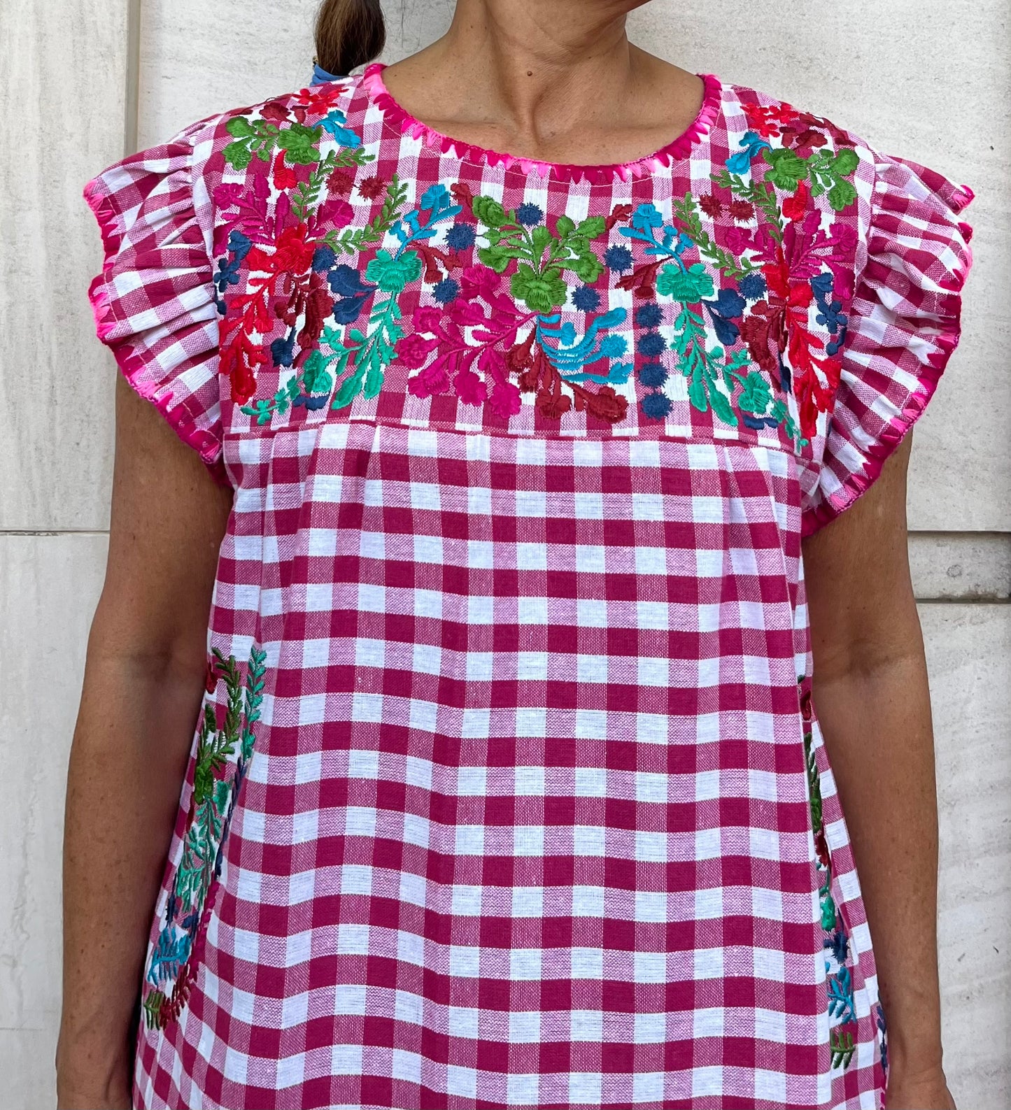 Vestido Vichy fucsia