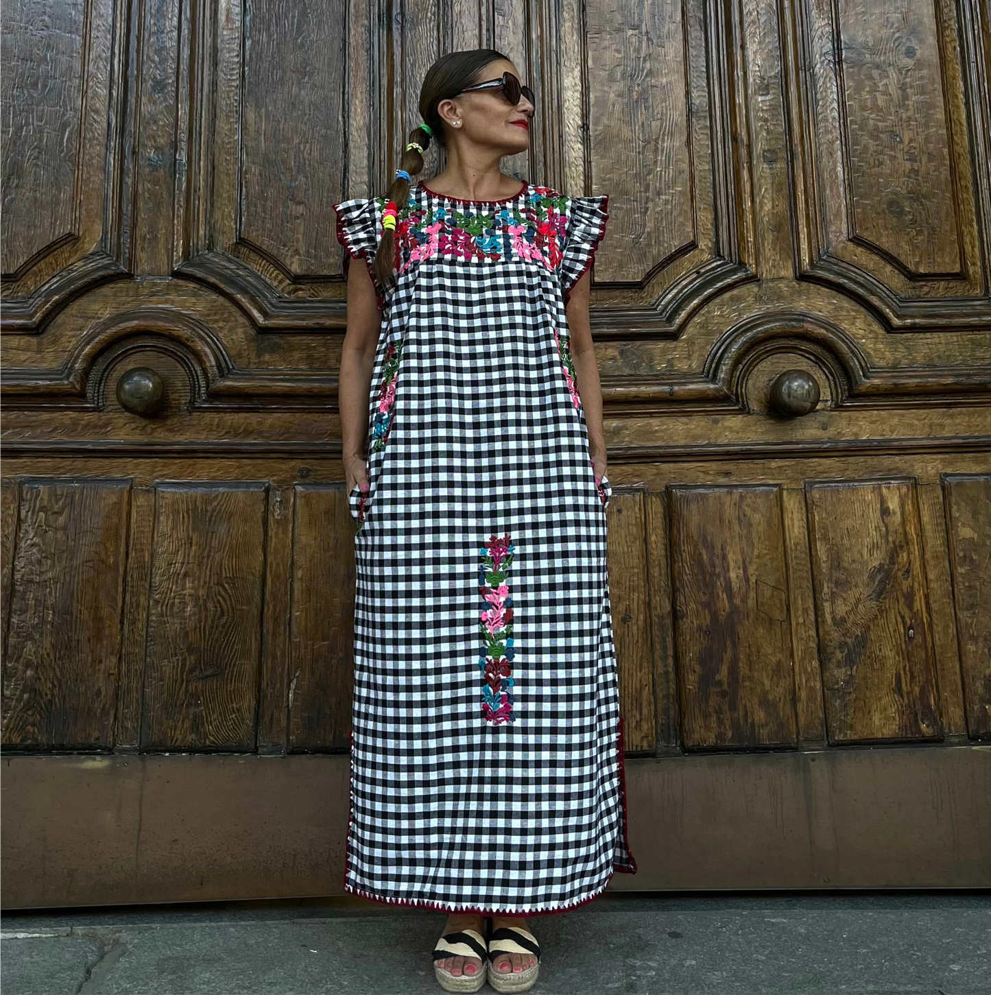 Vestido Vichy Bordado