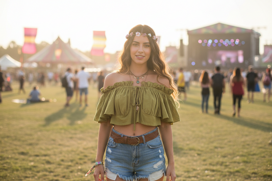 Top hombros descubiertos Boho Festival