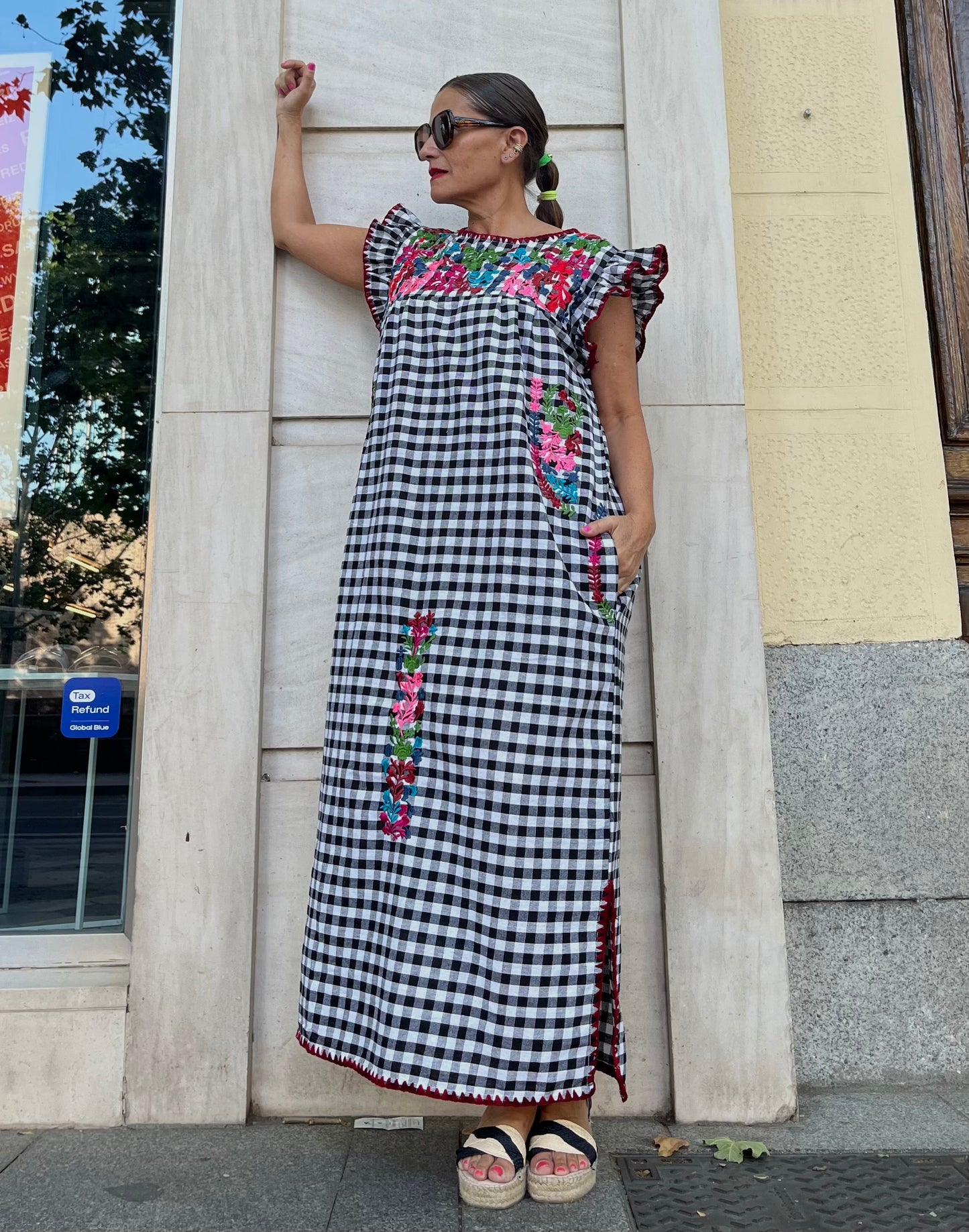 Vestido Vichy Bordado