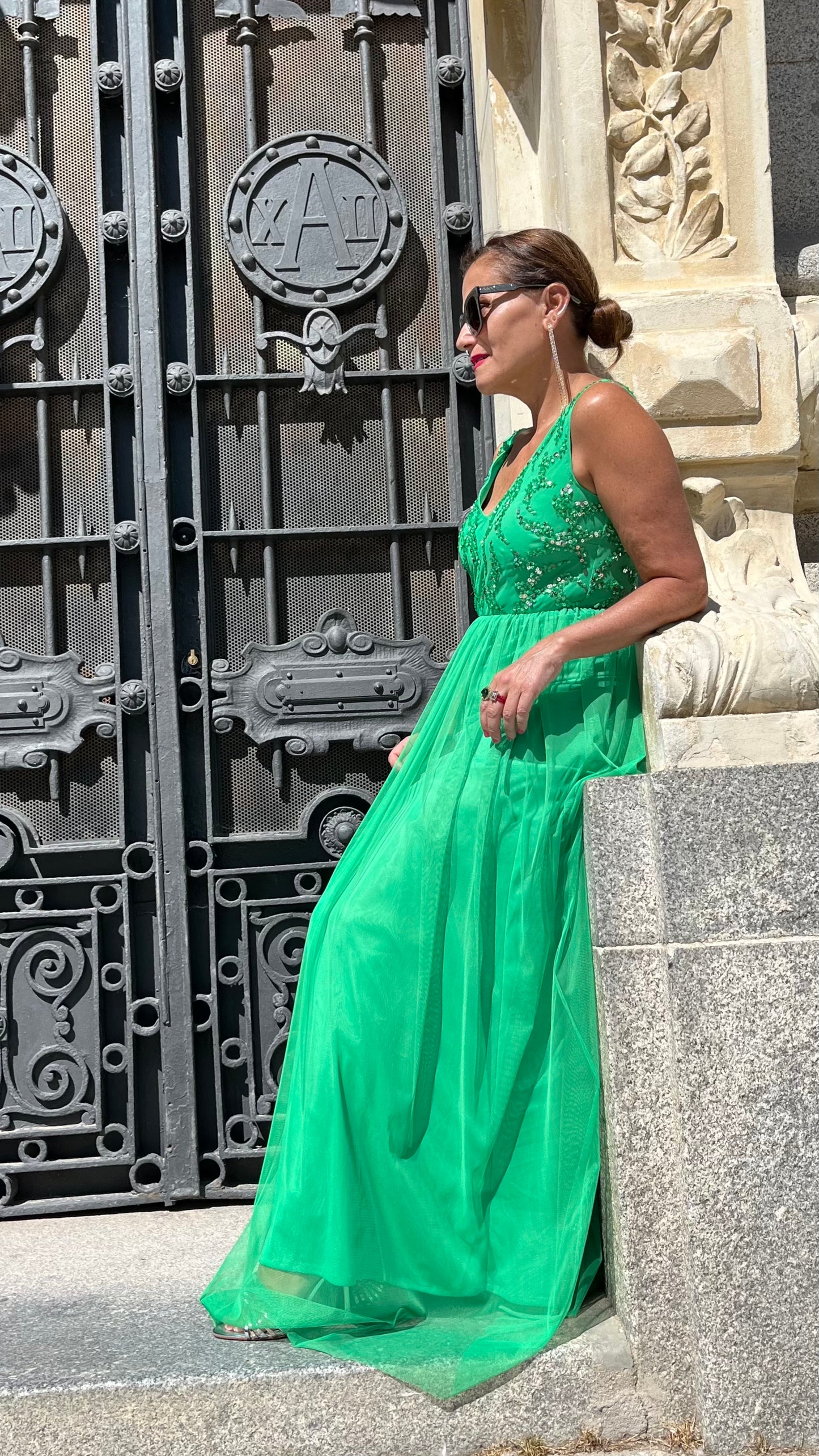 Vestido verde lentejuelas