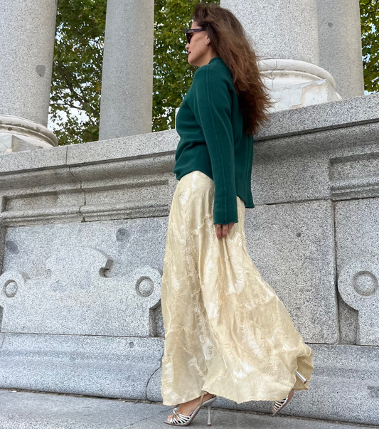 Falda Bordada Champagne