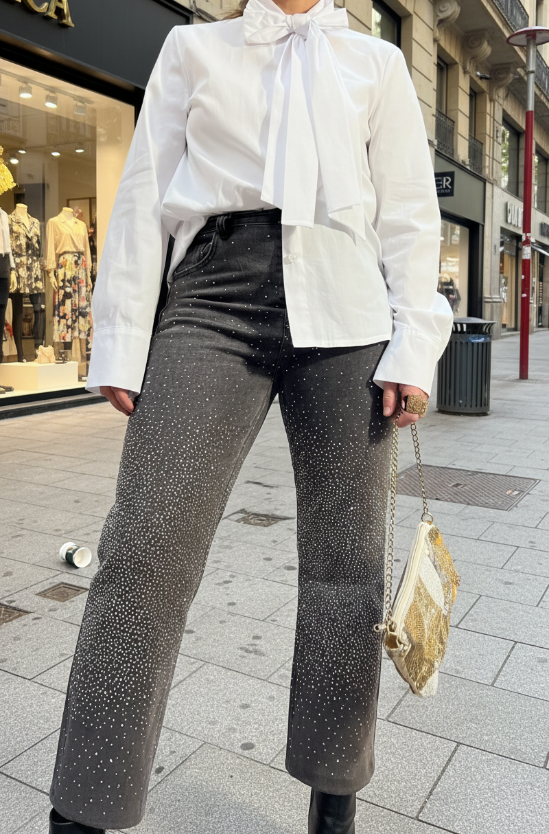 Camisa blanca con cuello lazo,cuello Pussy Bow