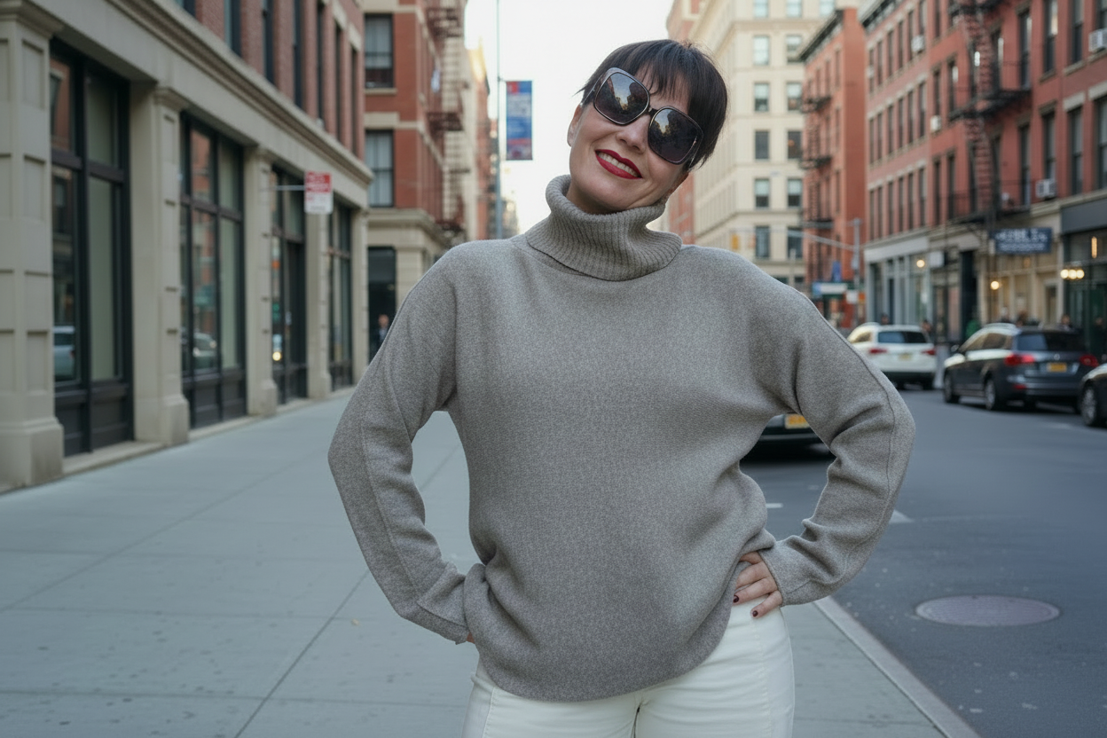 Jersey de punto topo claro