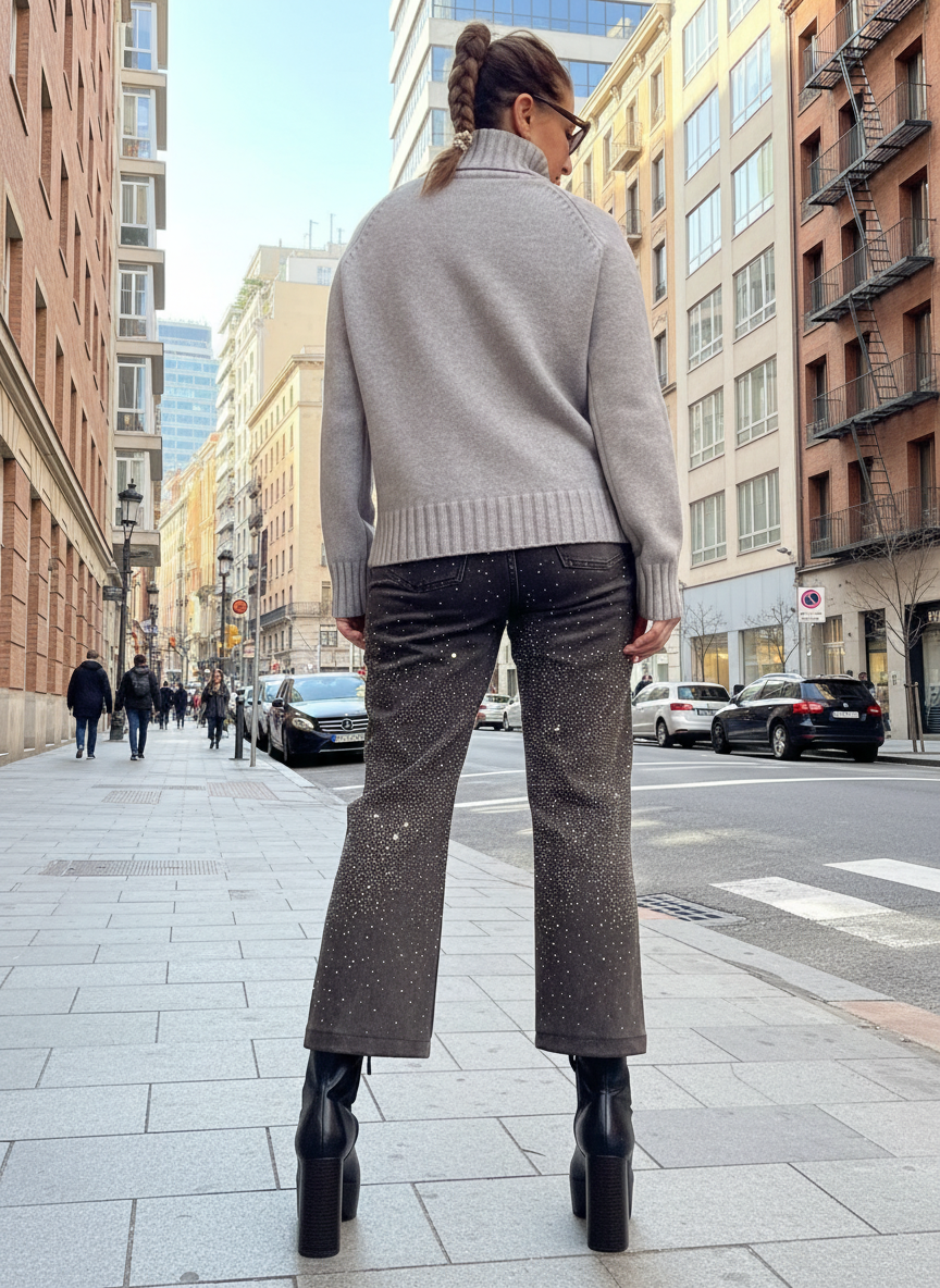 Jersey cuello alto gris