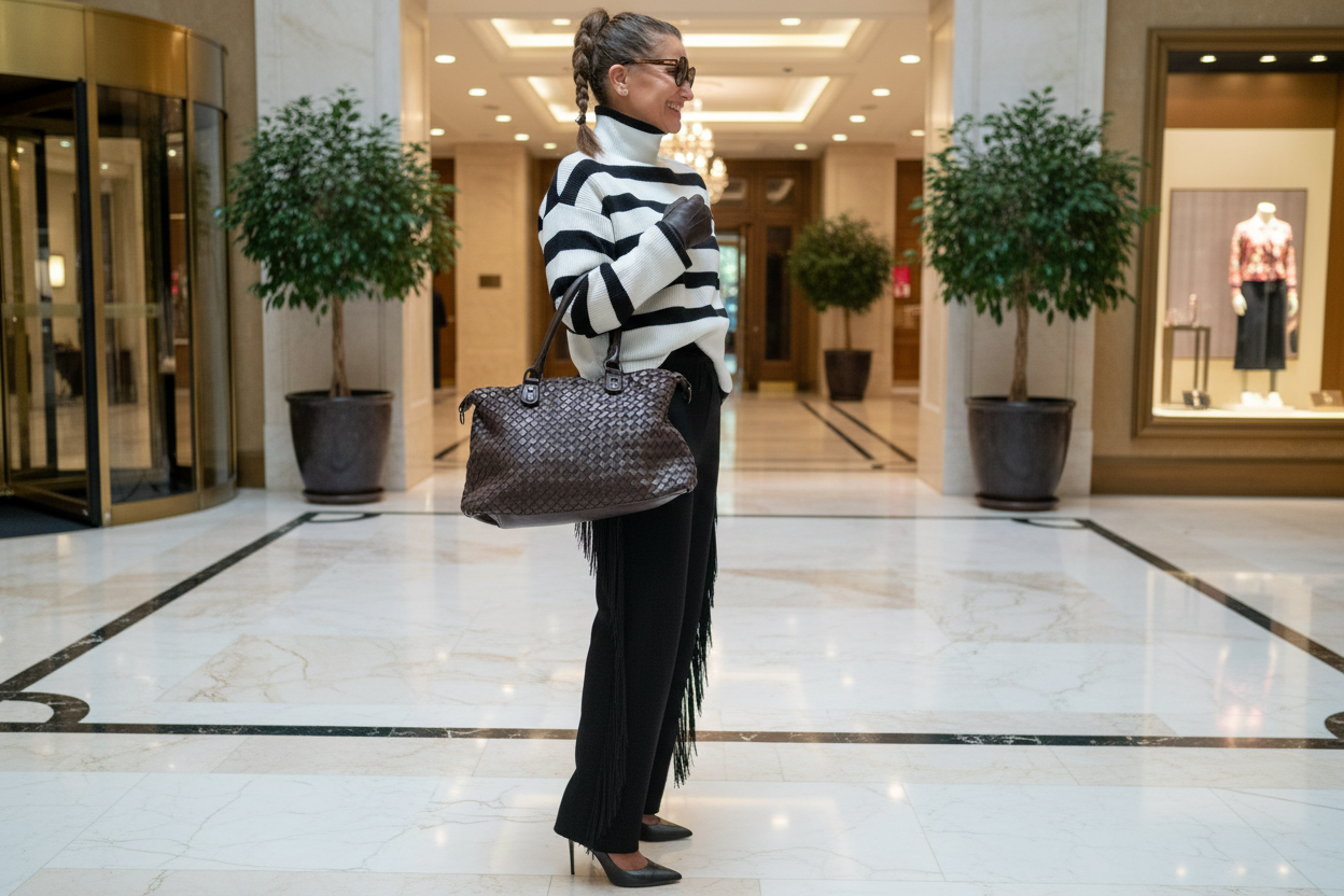 Bolso trenzado marrón