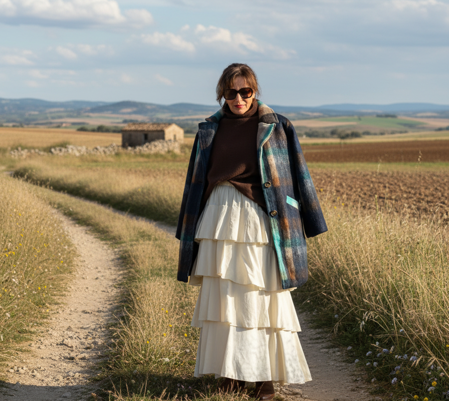 Falda efecto pana fina