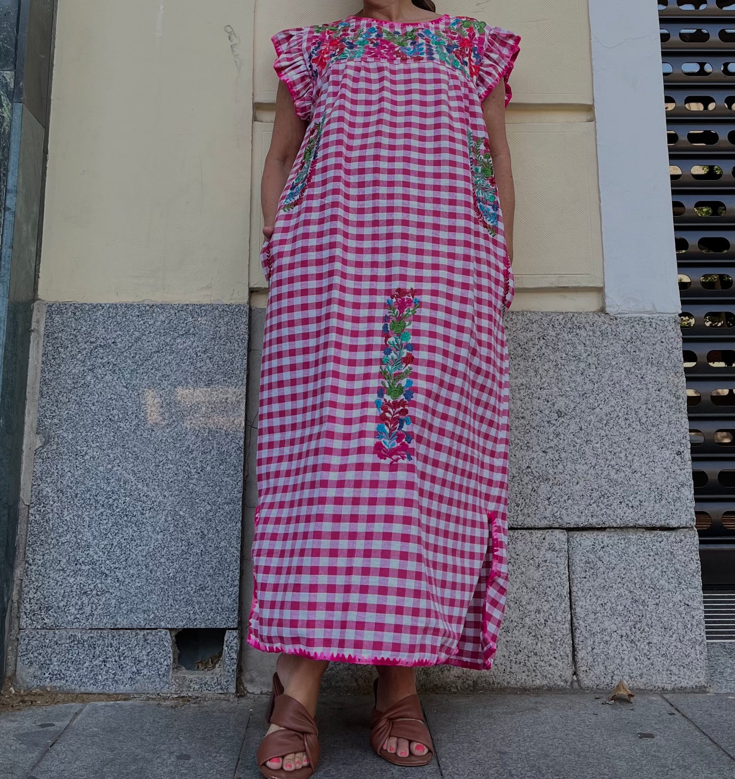 Vestido Vichy fucsia