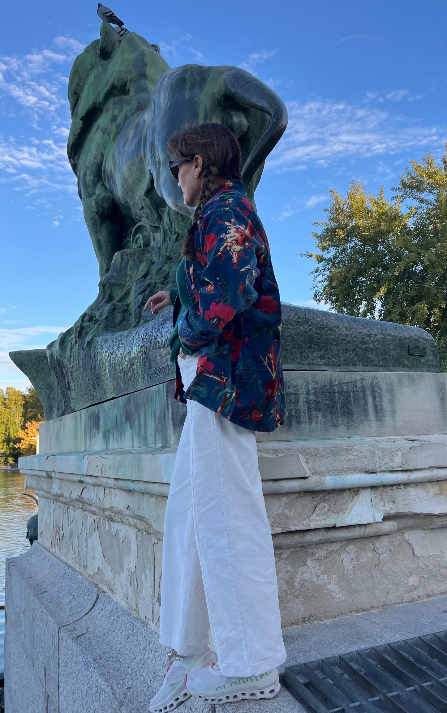 Chaqueta de terciopelo reversible pájaros