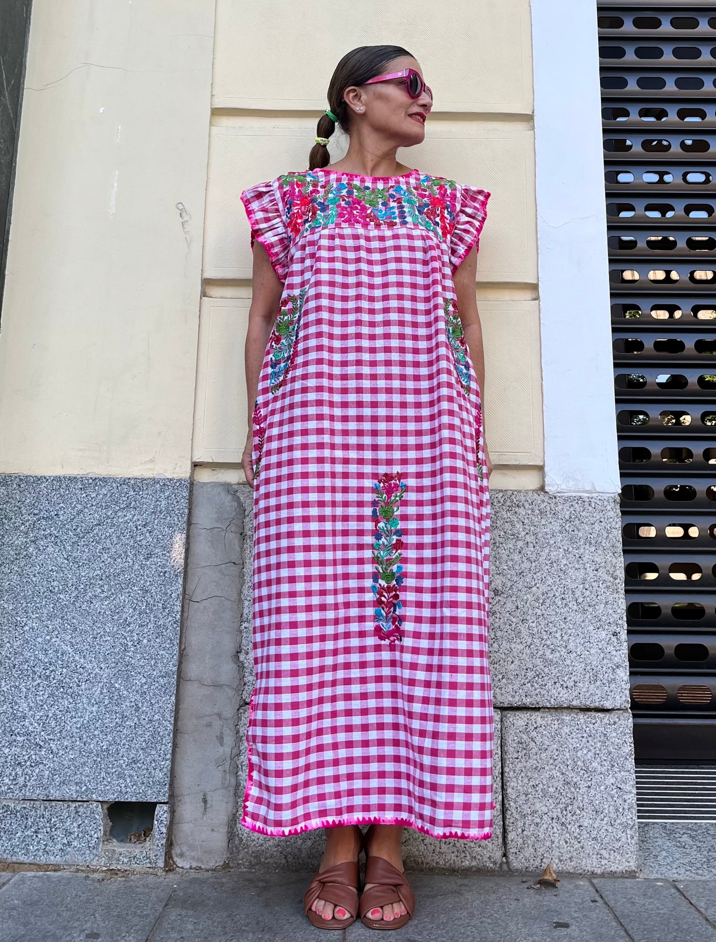 Vestido Vichy fucsia