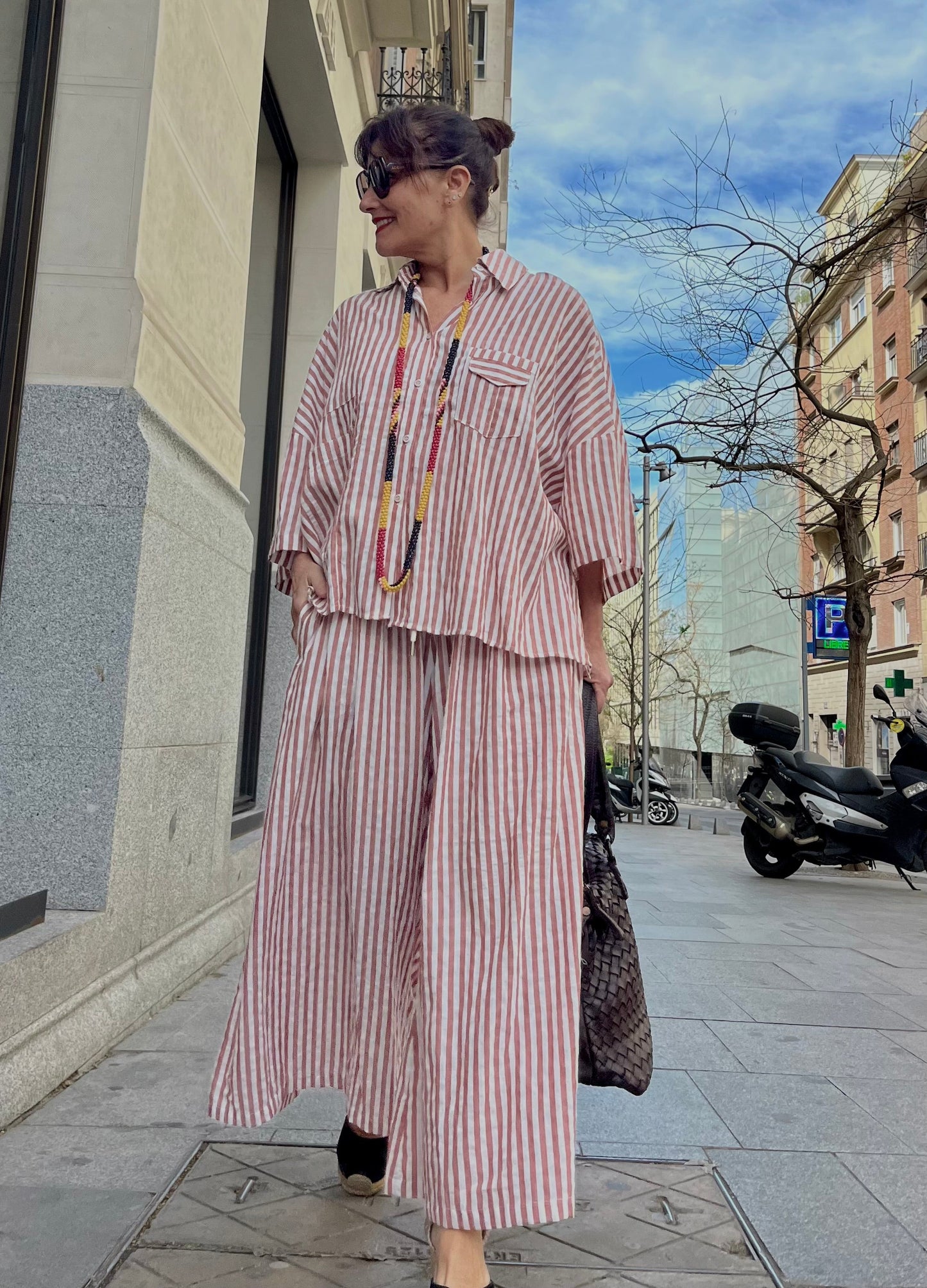 Conjunto oversize mujer tallas grandes rojo teja terracota