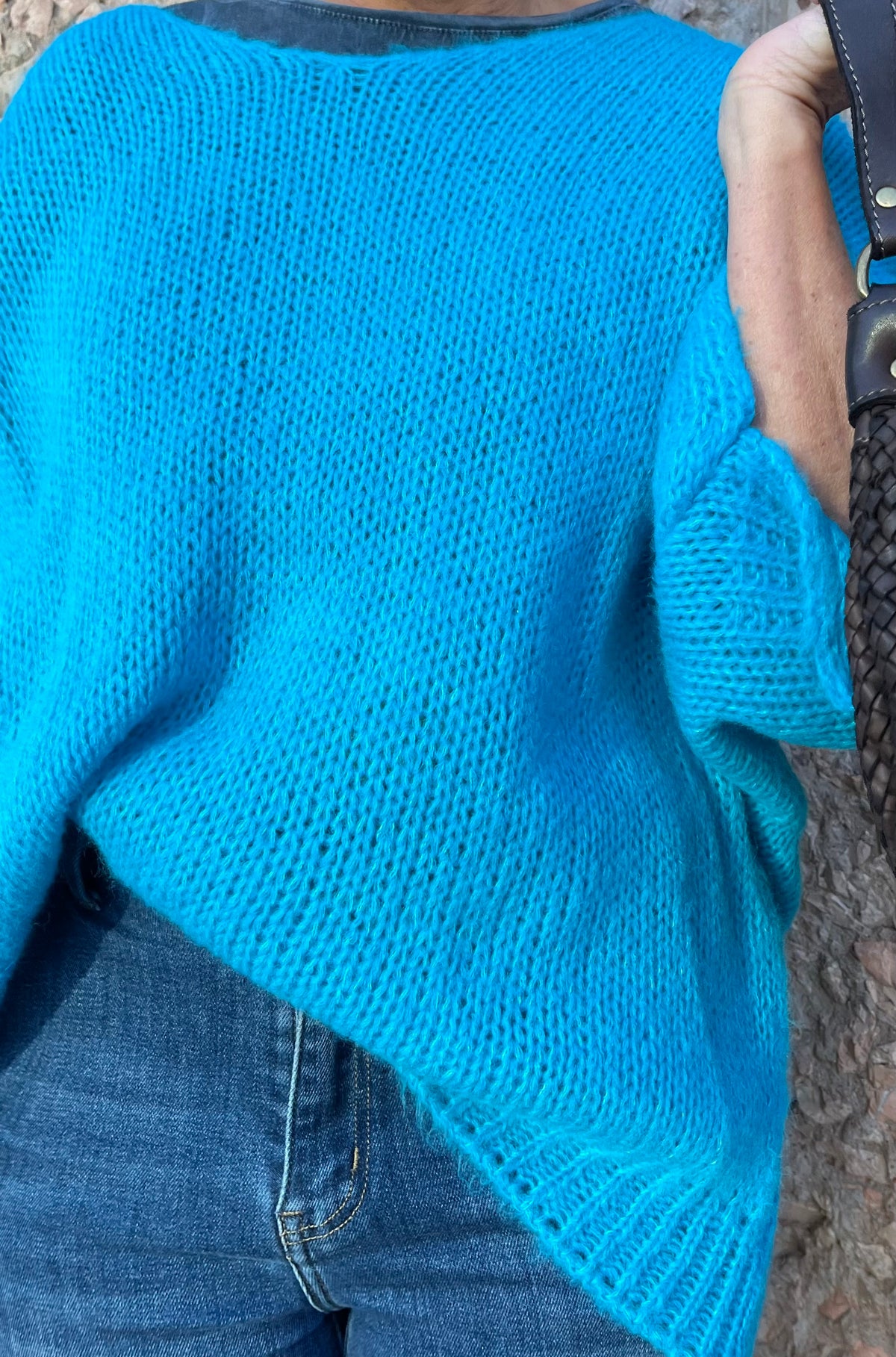 Jersey oversize de punto azul turquesa