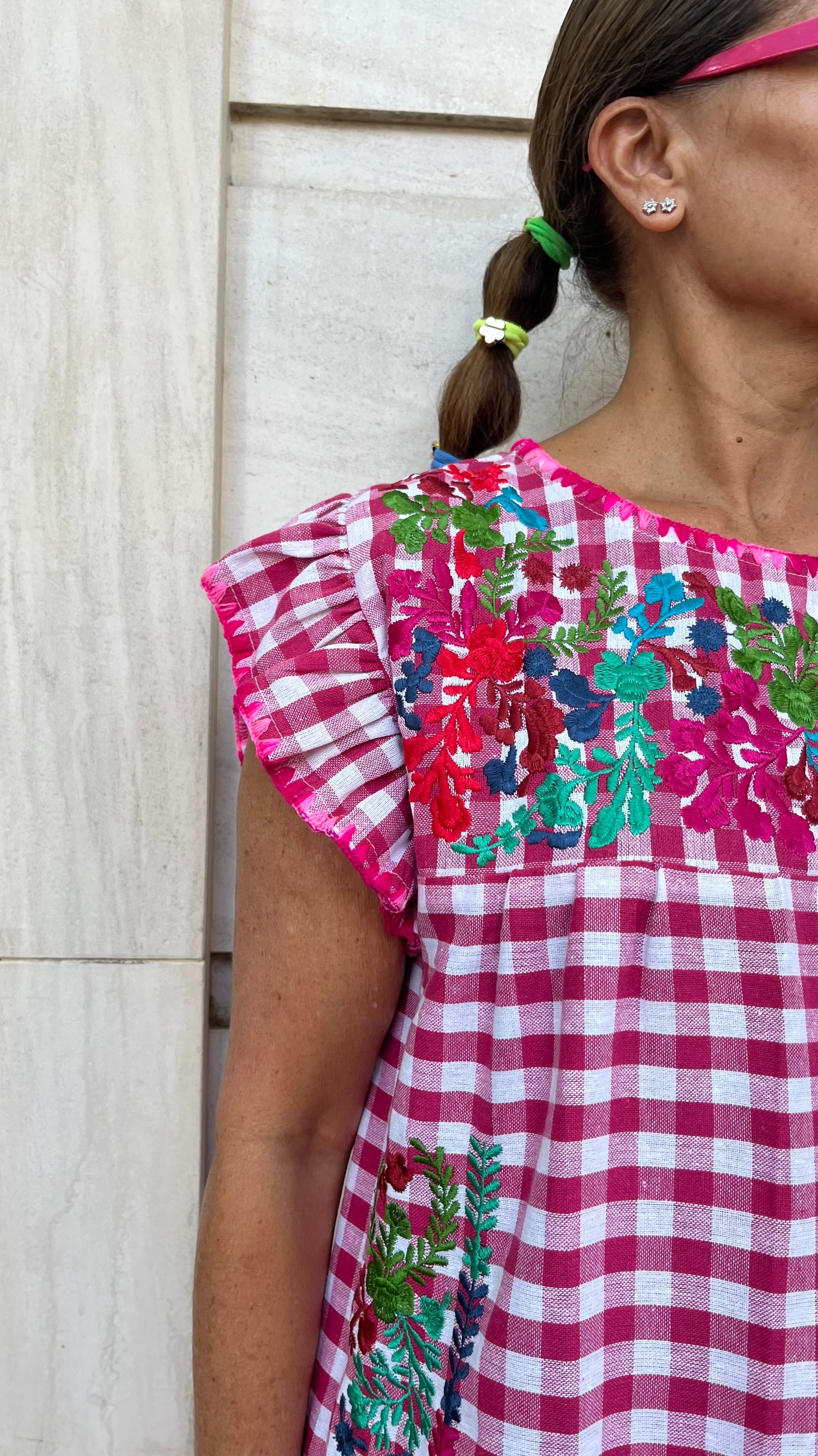 Vestido Vichy fucsia