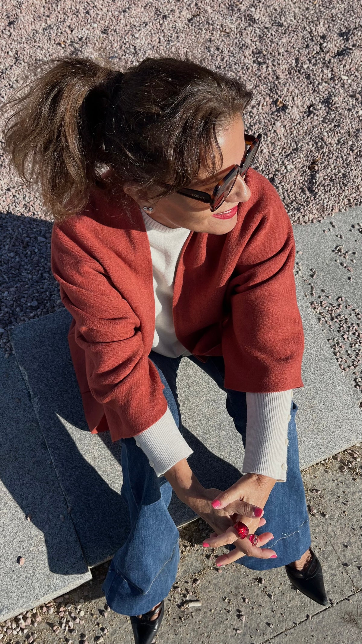 Chaqueta de punto con bolsillos – Teja