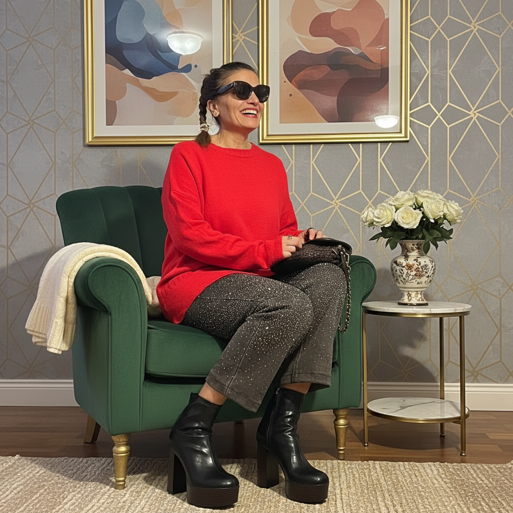 Jersey de punto negro / rojo