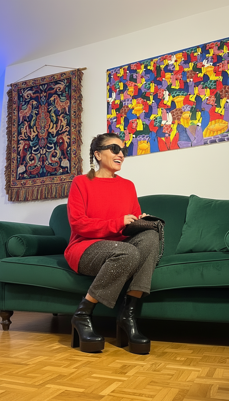 Jersey de punto negro / rojo