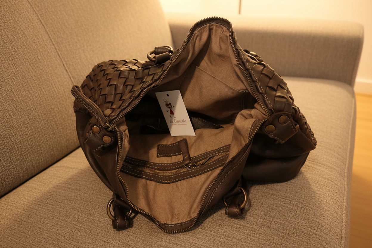 Bolso trenzado marrón