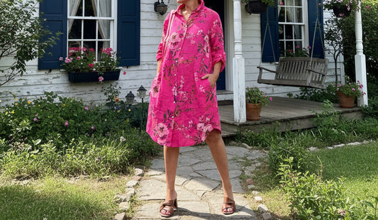 Lino- Vestido / Chaqueta / Fucsia / Rosa Palo / Celeste