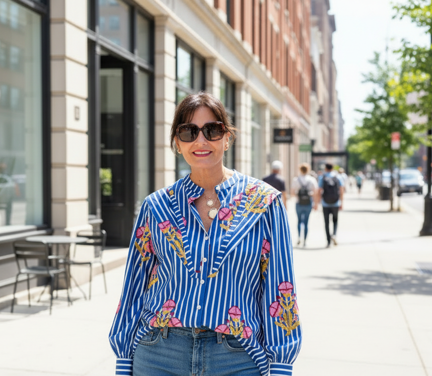 Camisa rayas mujer azul marinera