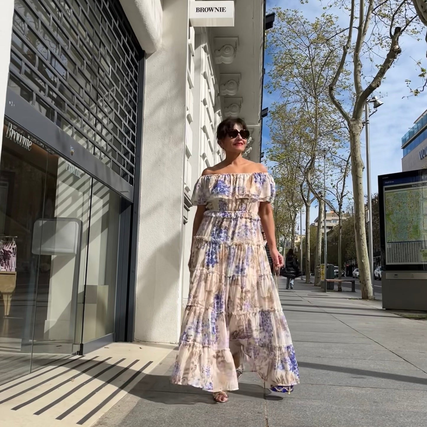 Vestido Maxi Boho Chic Floral - Hombros Descubiertos y Volantes Ideal Invitada