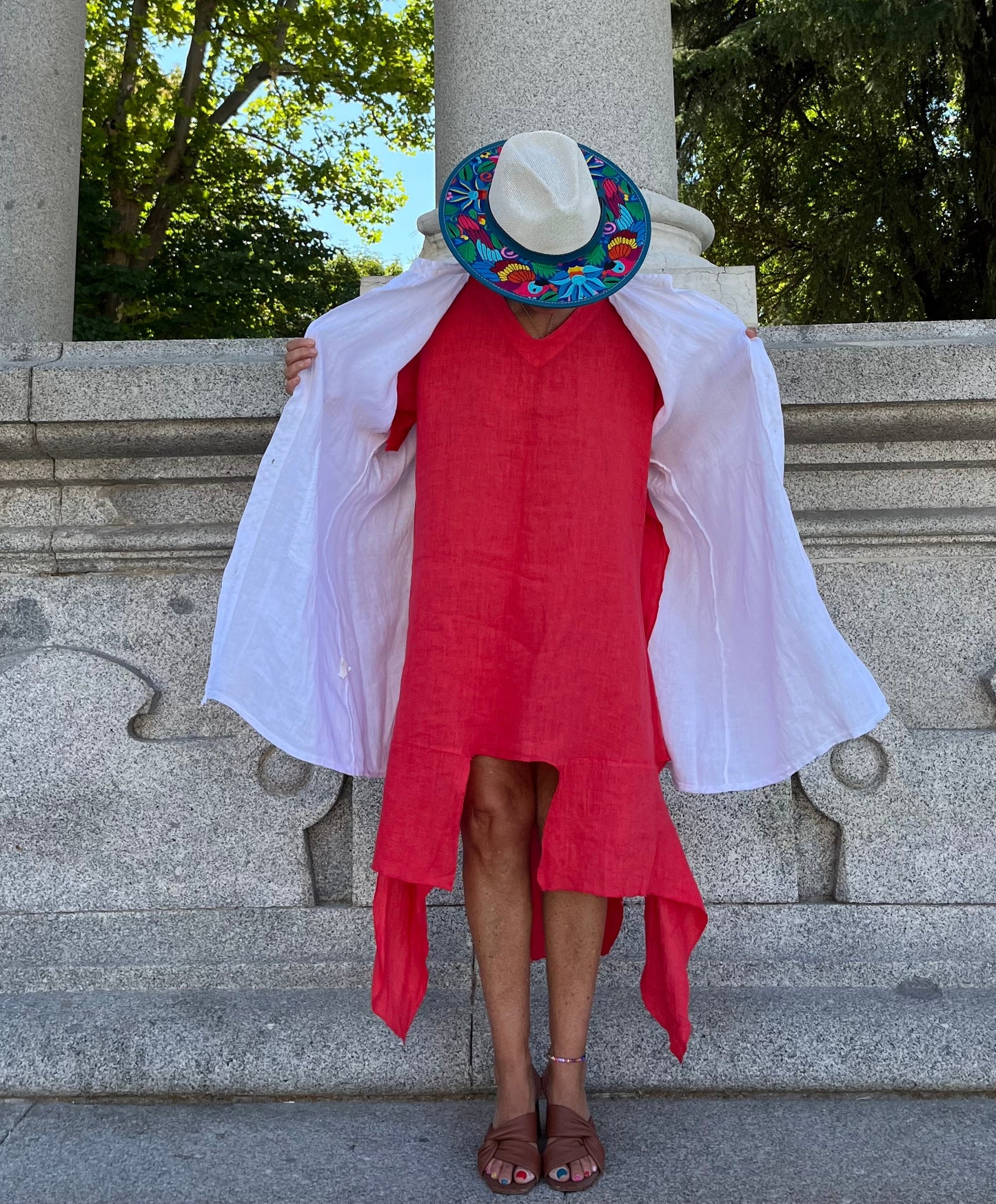Lino-Chaqueta-Vestido blanco.