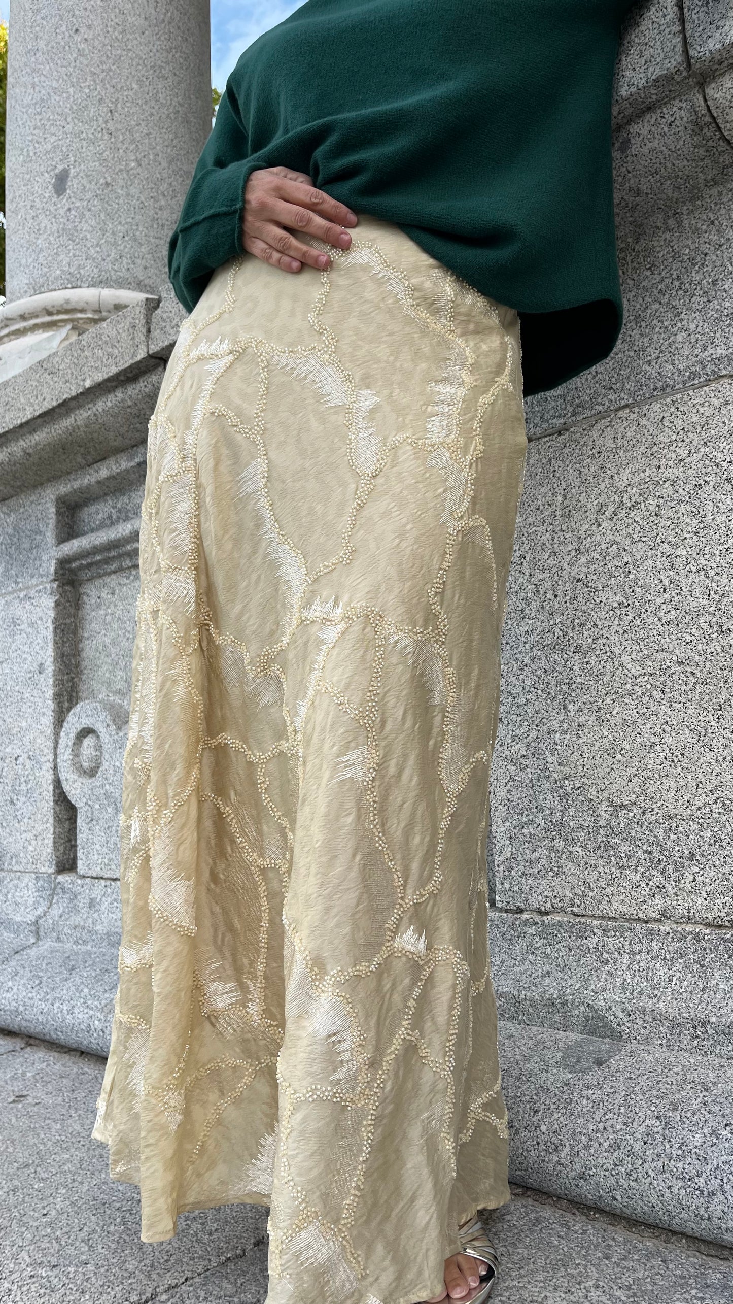 Falda Bordada Champagne