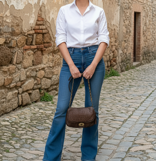 Bolso Milano trenzado de piel Marrón / Negro