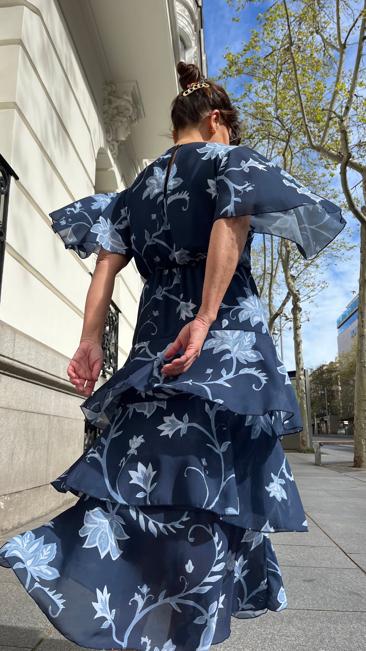Vestido midi estampado floral azul