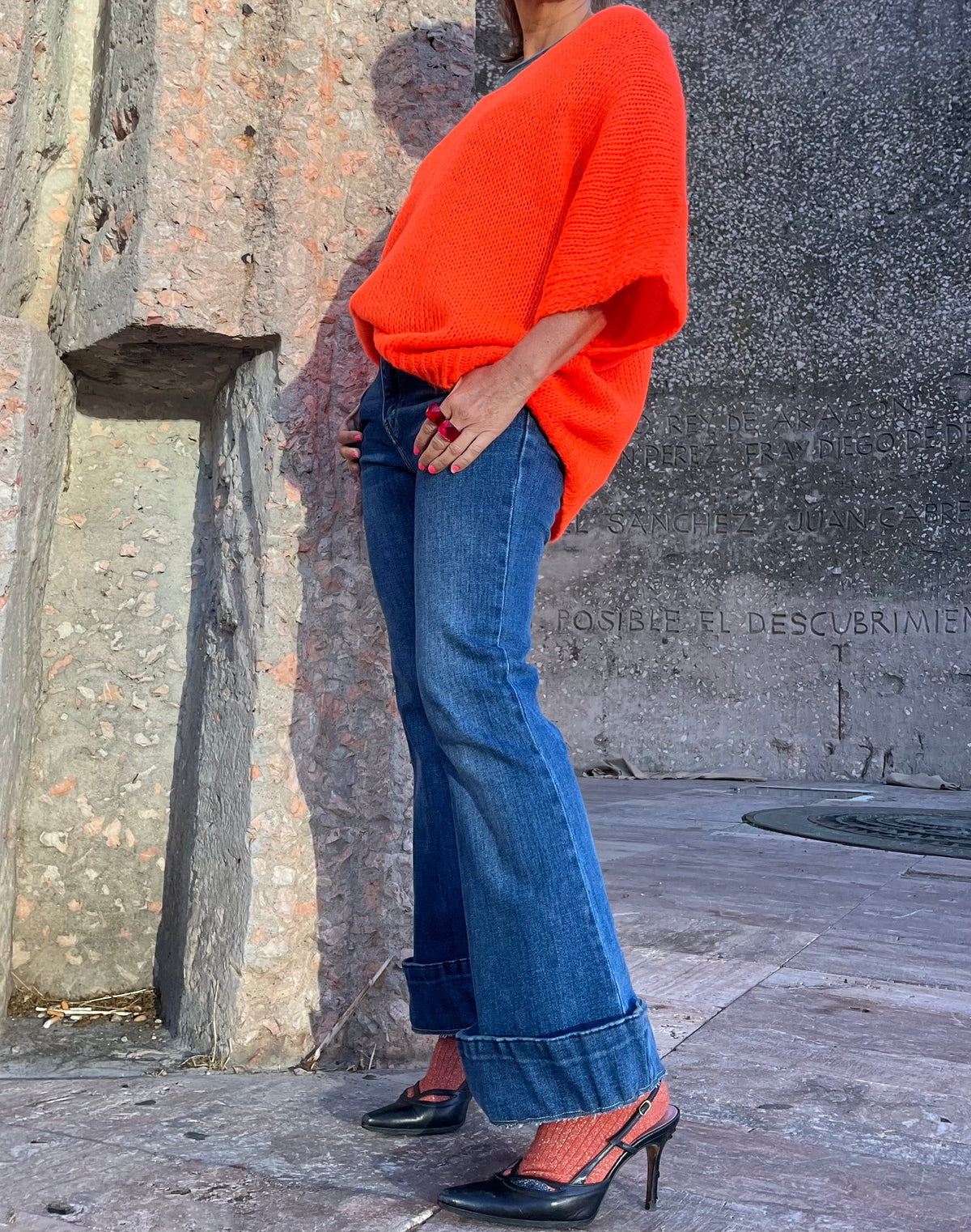 Jersey amplio naranja flúor La Canaria, estilo casual