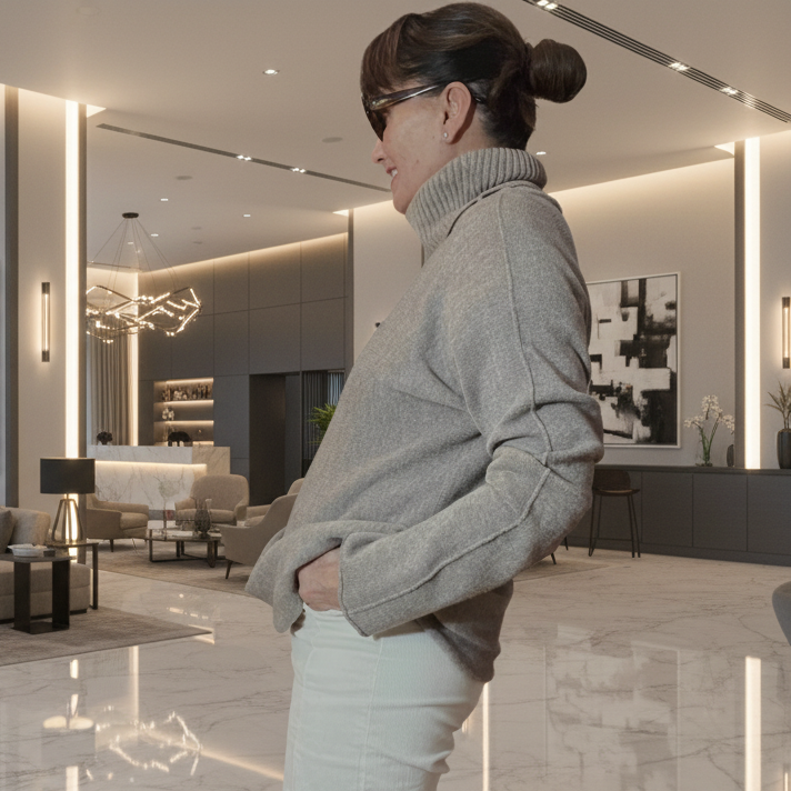 Jersey de punto topo claro