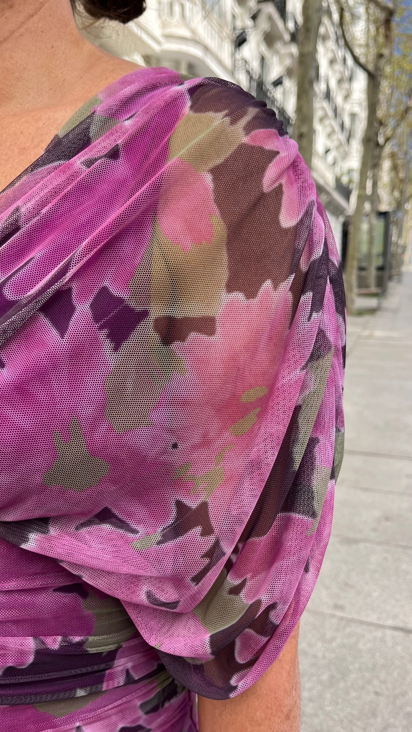 Vestido floral buganvilla punto elástico con forro interior