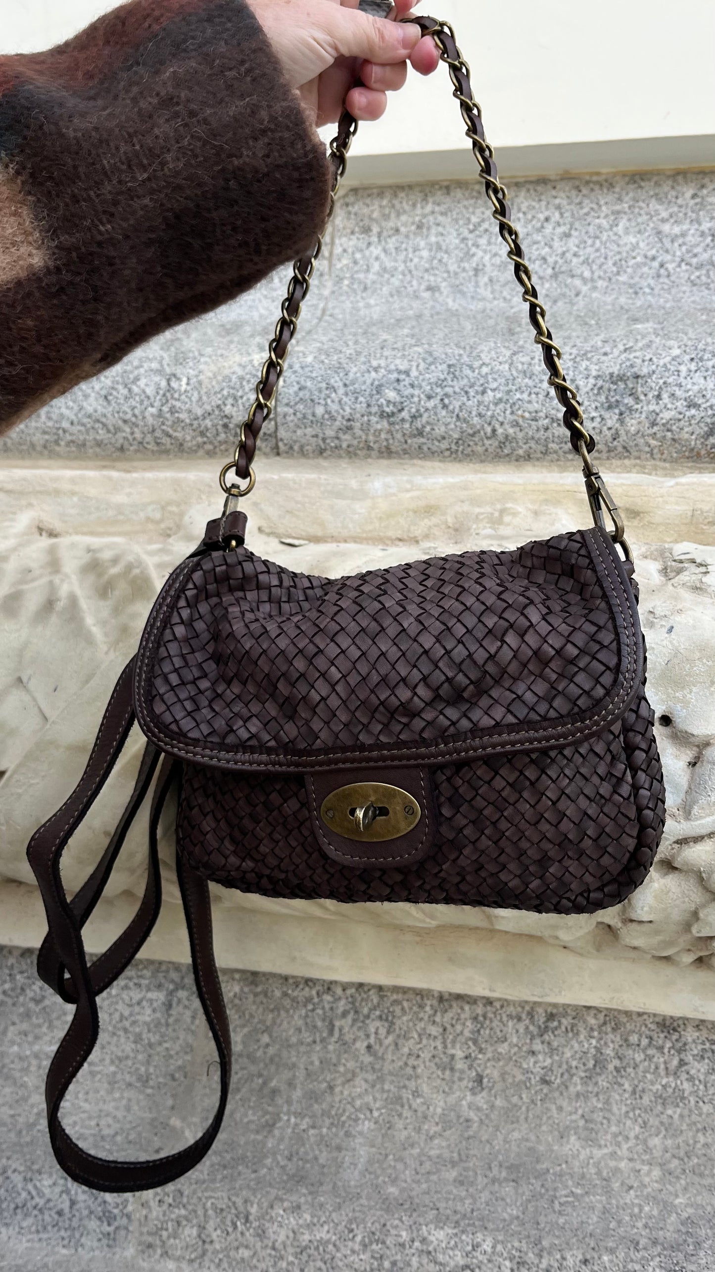 Bolso Milano trenzado de piel Marrón / Negro