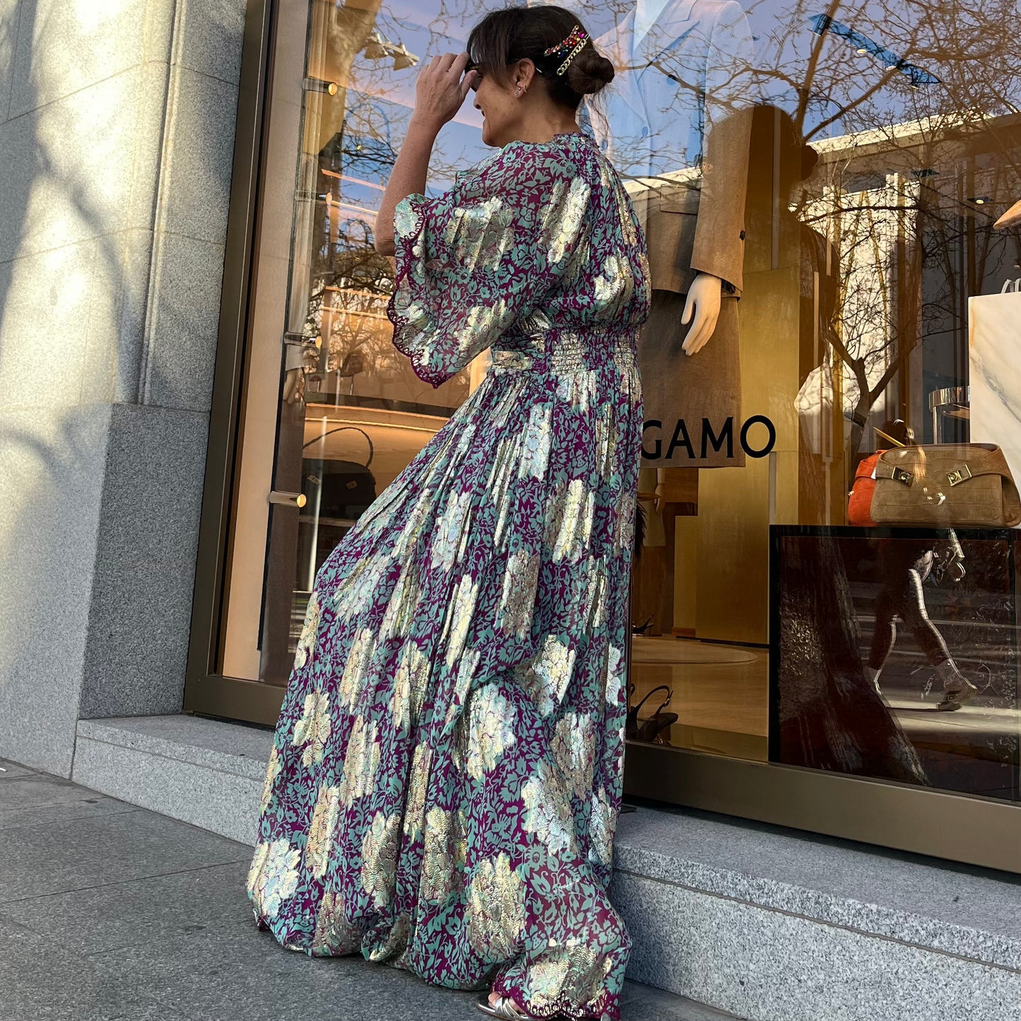 Vestido Oro Floral