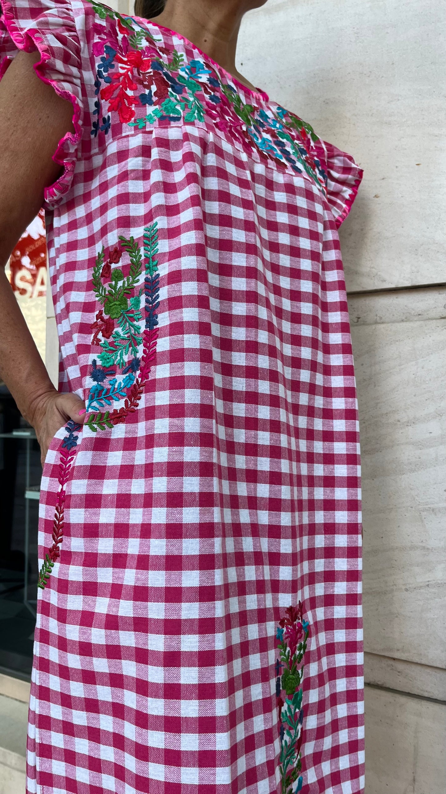 Vestido Vichy fucsia
