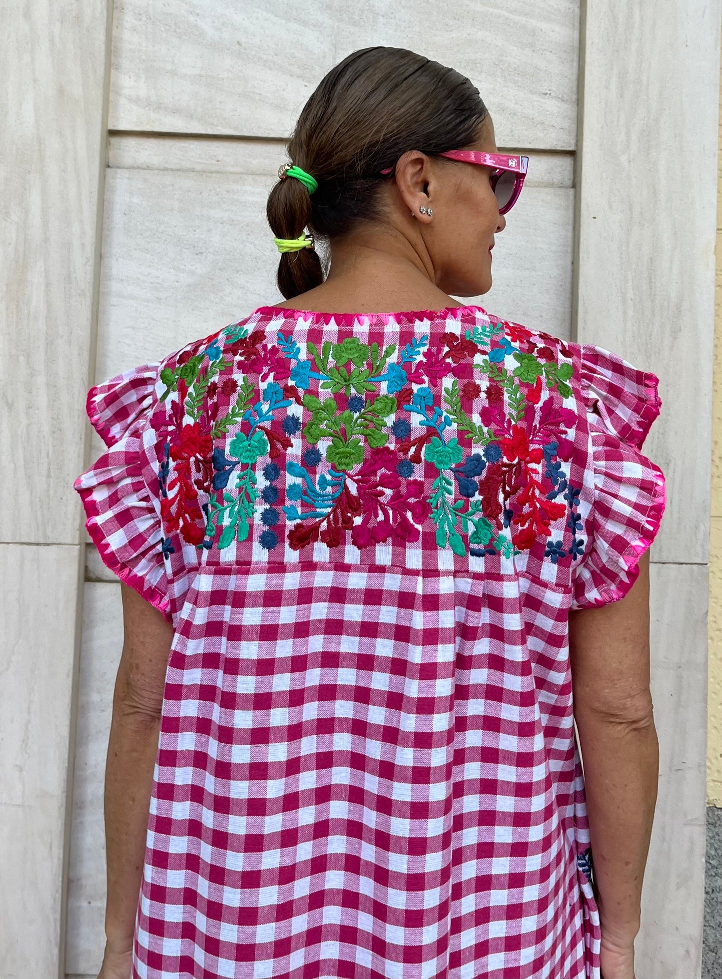 Vestido Vichy fucsia
