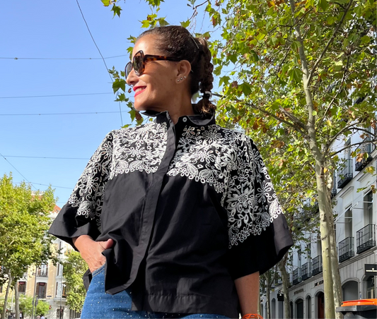 Camisa algodón bordada